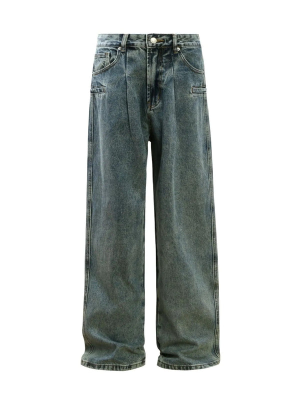 Men's Washed Wide Leg Jeans - Denim Blue - S - 89d6371458cc4c4889a51e920ed95121 - Max - Origin - Tatoo Tee