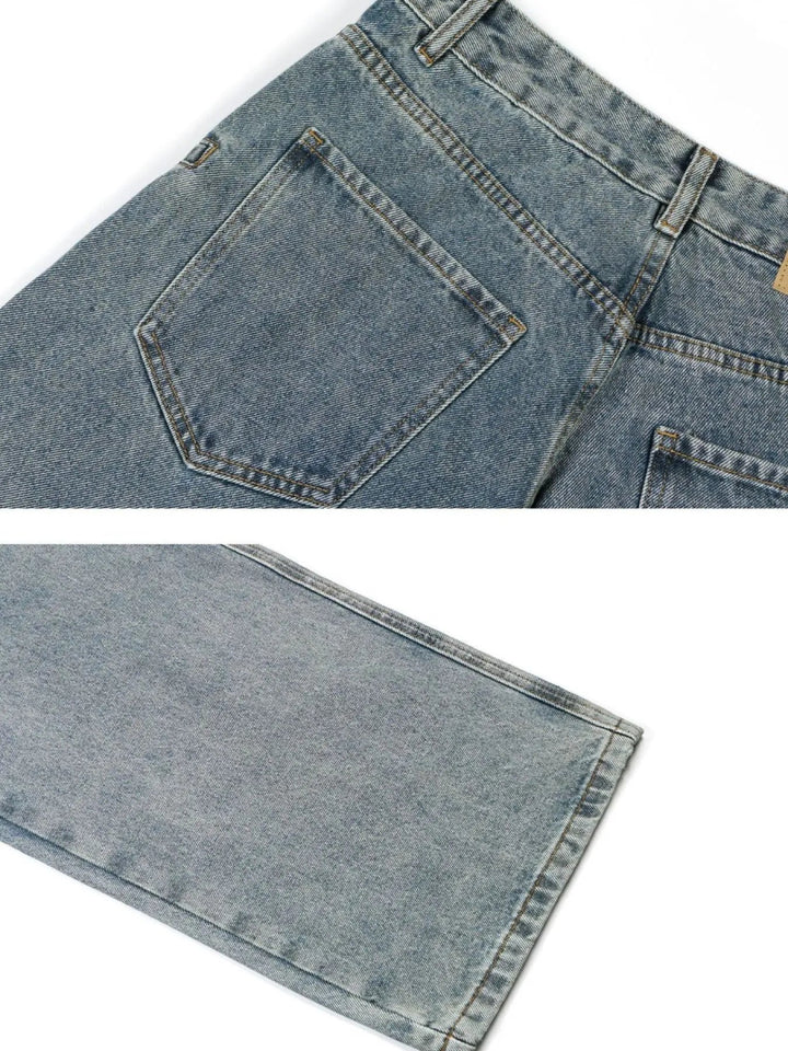 Men's Washed Wide Leg Jeans - Denim Blue - S - 92b076c6 - 0e0c - 4d73 - a64a - 2675b45c5244 - Max - Origin - Tatoo Tee