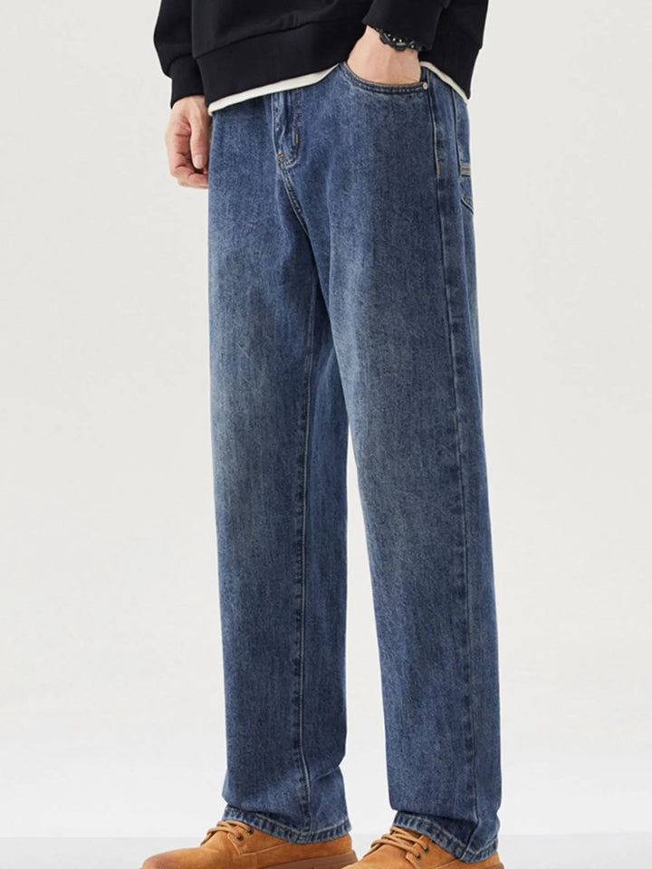 Men's Wide Leg Jeans - Blue And Gray - 28 - 9a0ae004 - e725 - 4839 - 9cf6 - 95fe31e4e25b - Max - Origin - Tatoo Tee