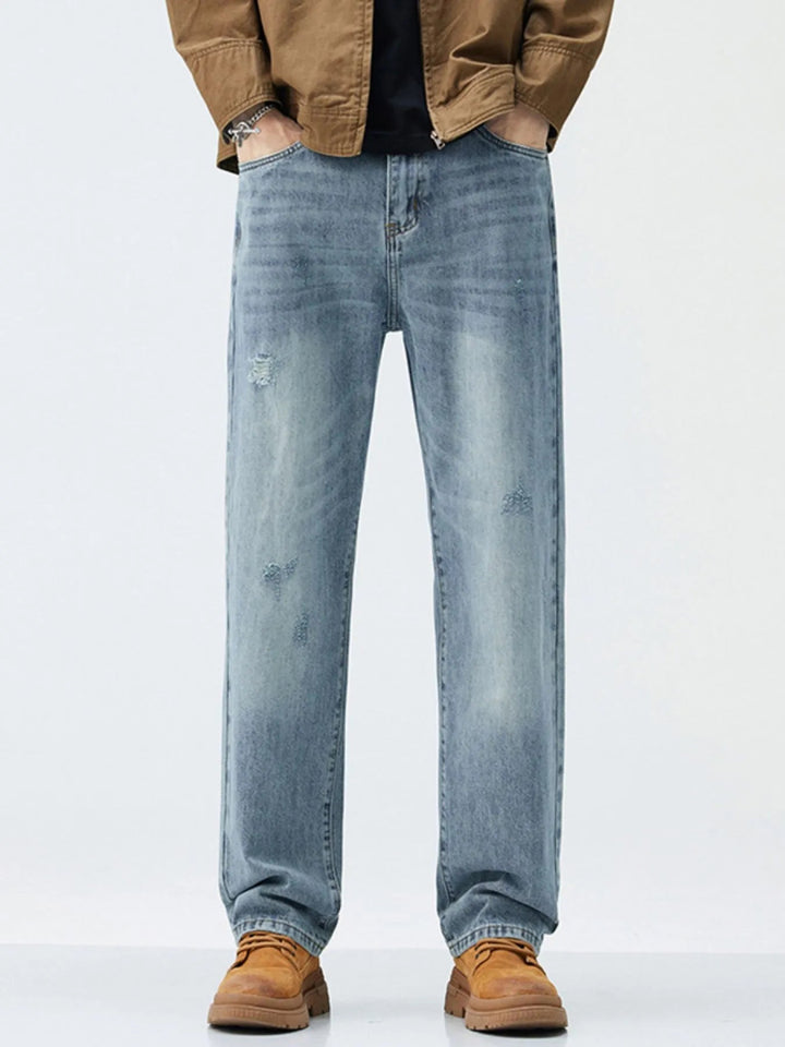 Men's Wide Leg Jeans - Light Blue - 28 - c2d1a6c9 - 9b05 - 46ce - 92c2 - 6c6b91917b75 - Max - Origin - Tatoo Tee