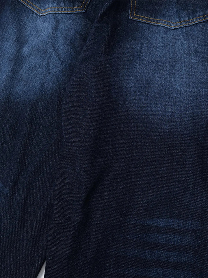 Men's Wide Leg Wash Denim Jeans with Signature Detail - Dark Blue - S - 98ead958b1c6435da0e22e526dfe68ec - Max - Origin - Tatoo Tee