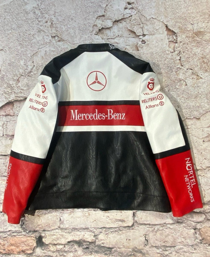 Mercedes x McLaren Leather Vintage Racing Jacket - XS - Male - Mercedes x McLaren Leather Vintage Racing Jacket - Tatoo Tee
