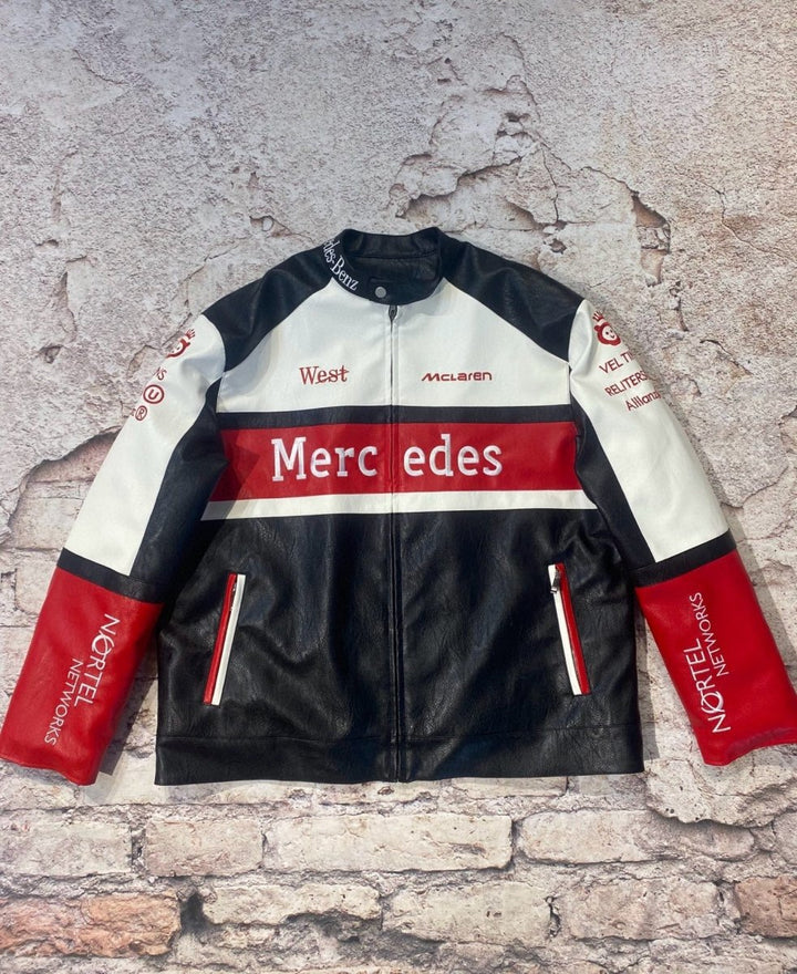Mercedes x McLaren Leather Vintage Racing Jacket - XS - Male - Mercedes x McLaren Leather Vintage Racing Jacket - Tatoo Tee