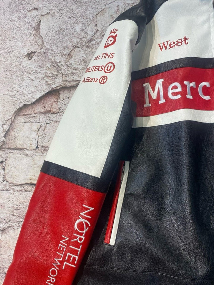 Mercedes x McLaren Leather Vintage Racing Jacket - XS - Male - Mercedes x McLaren Leather Vintage Racing Jacket - Tatoo Tee