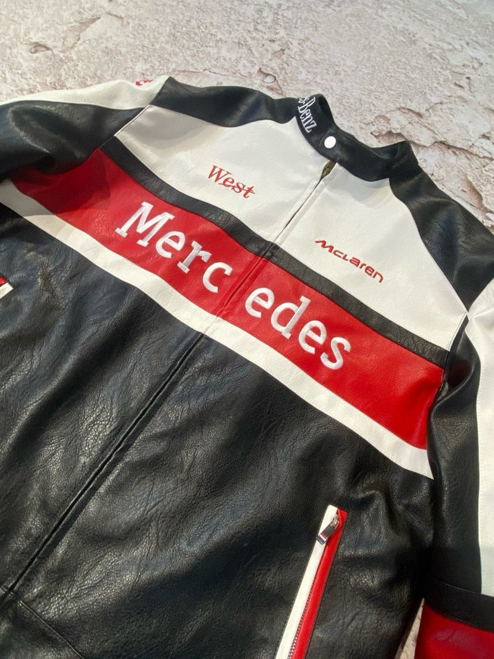 Mercedes x McLaren Leather Vintage Racing Jacket - XS - Male - Mercedes x McLaren Leather Vintage Racing Jacket - Tatoo Tee