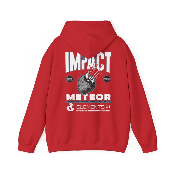 Meteor Impact Graphic Hoodie - Unisex Heavy Blend™ Sweatshirt for Space Lovers - Red - S - Meteor Impact Graphic Hoodie - Unisex Heavy Blend™ Sweatshirt for Space Lovers - Tatoo Tee