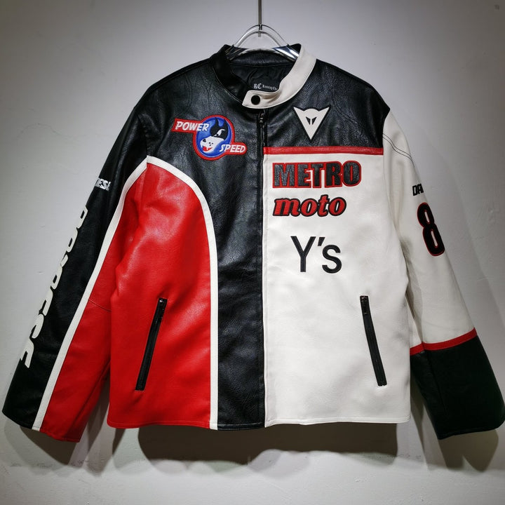 Metro Moto Y's Leather Vintage Racing Jacket - XS - Metro Moto Y's Leather Vintage Racing Jacket - Tatoo Tee