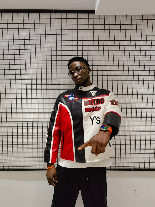 Metro Moto Y's Leather Vintage Racing Jacket - XS - Metro Moto Y's Leather Vintage Racing Jacket - Tatoo Tee