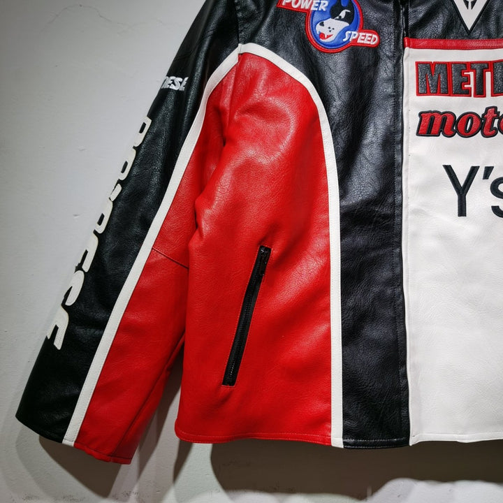 Metro Moto Y's Leather Vintage Racing Jacket - XS - Metro Moto Y's Leather Vintage Racing Jacket - Tatoo Tee