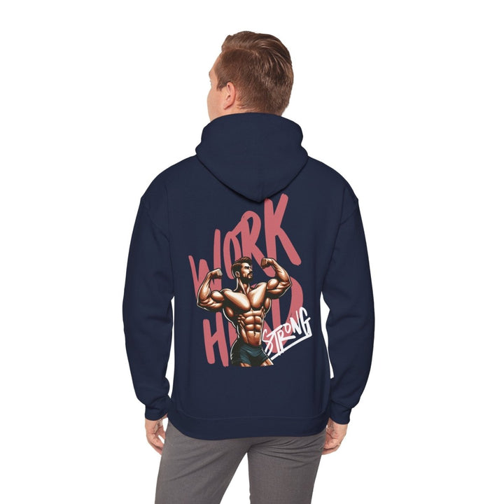 Motivational Fitness Hoodie - 'Work Hard, Stay Strong' Graphic Sweatshirt for Gym Lovers - Navy - S - Motivational Fitness Hoodie - 'Work Hard, Stay Strong' Graphic Sweatshirt for Gym Lovers - Tatoo Tee