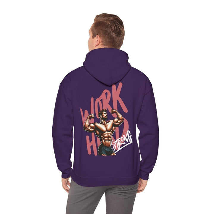 Motivational Fitness Hoodie - 'Work Hard, Stay Strong' Graphic Sweatshirt for Gym Lovers - Purple - S - Motivational Fitness Hoodie - 'Work Hard, Stay Strong' Graphic Sweatshirt for Gym Lovers - Tatoo Tee