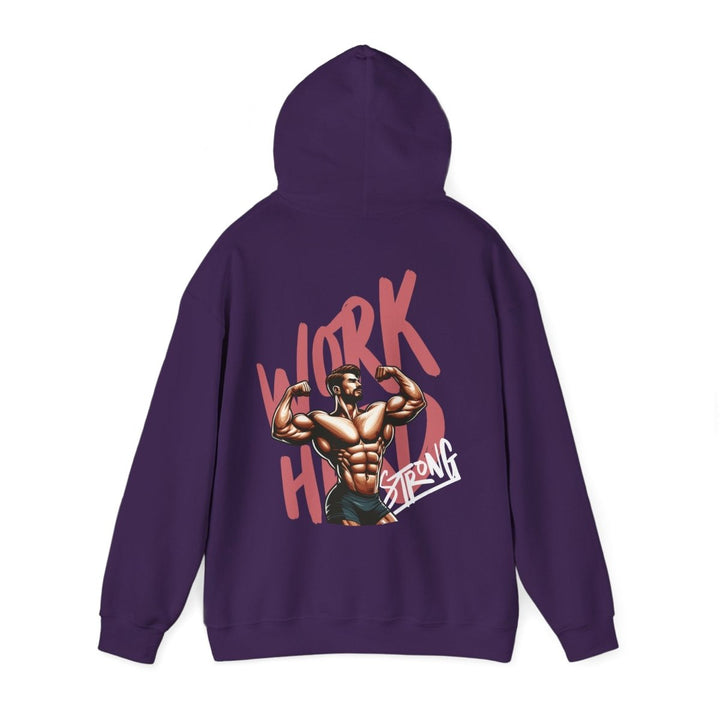 Motivational Fitness Hoodie - 'Work Hard, Stay Strong' Graphic Sweatshirt for Gym Lovers - Purple - S - Motivational Fitness Hoodie - 'Work Hard, Stay Strong' Graphic Sweatshirt for Gym Lovers - Tatoo Tee