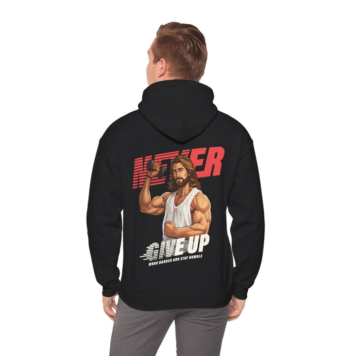 Motivational Hoodie: 'Never Give Up' with Inspirational Design - Black - S - Motivational Hoodie: 'Never Give Up' with Inspirational Design - Tatoo Tee
