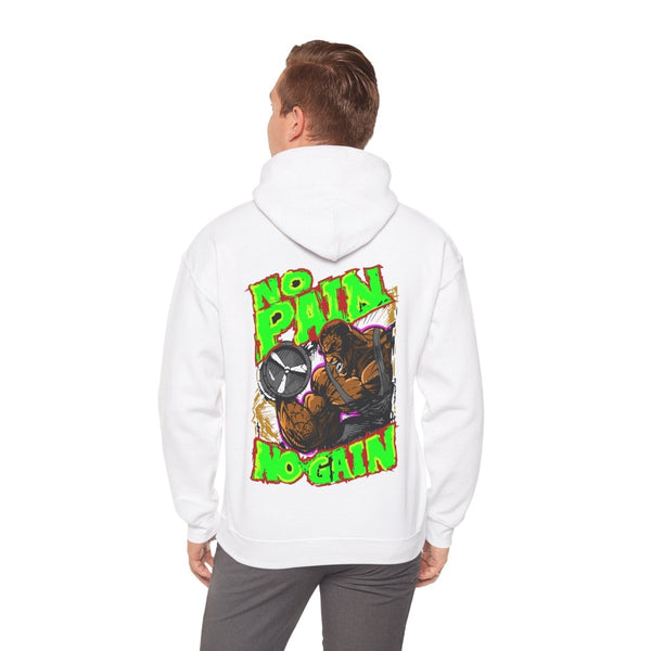 Motivational No Pain No Gain Hoodie for Fitness Enthusiasts - White - S - Motivational No Pain No Gain Hoodie for Fitness Enthusiasts - Tatoo Tee
