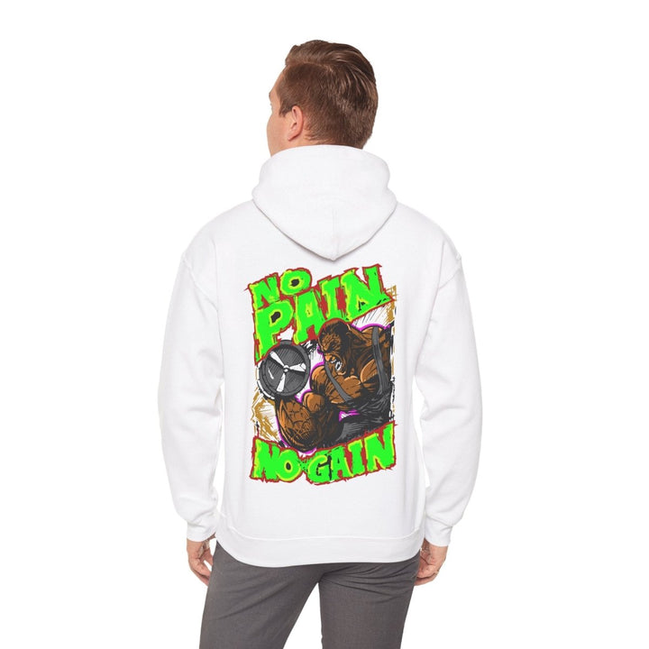 Motivational No Pain No Gain Hoodie for Fitness Enthusiasts - White - S - Motivational No Pain No Gain Hoodie for Fitness Enthusiasts - Tatoo Tee