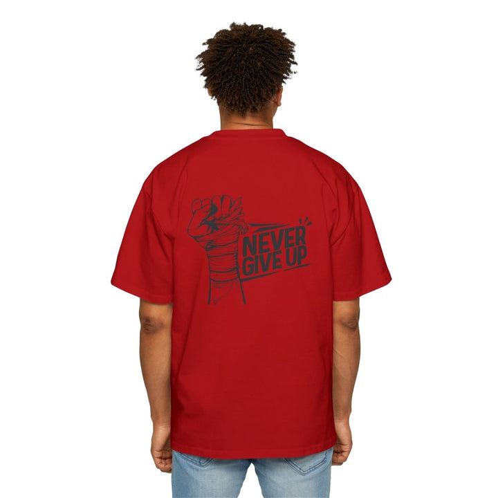 Motivational Oversized Tee - 'Never Give Up' Statement Shirt for Men - Orchid - S - Motivational Oversized Tee - 'Never Give Up' Statement Shirt for Men - Tatoo Tee
