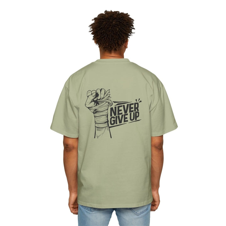Motivational Oversized Tee - 'Never Give Up' Statement Shirt for Men - Orchid - S - Motivational Oversized Tee - 'Never Give Up' Statement Shirt for Men - Tatoo Tee