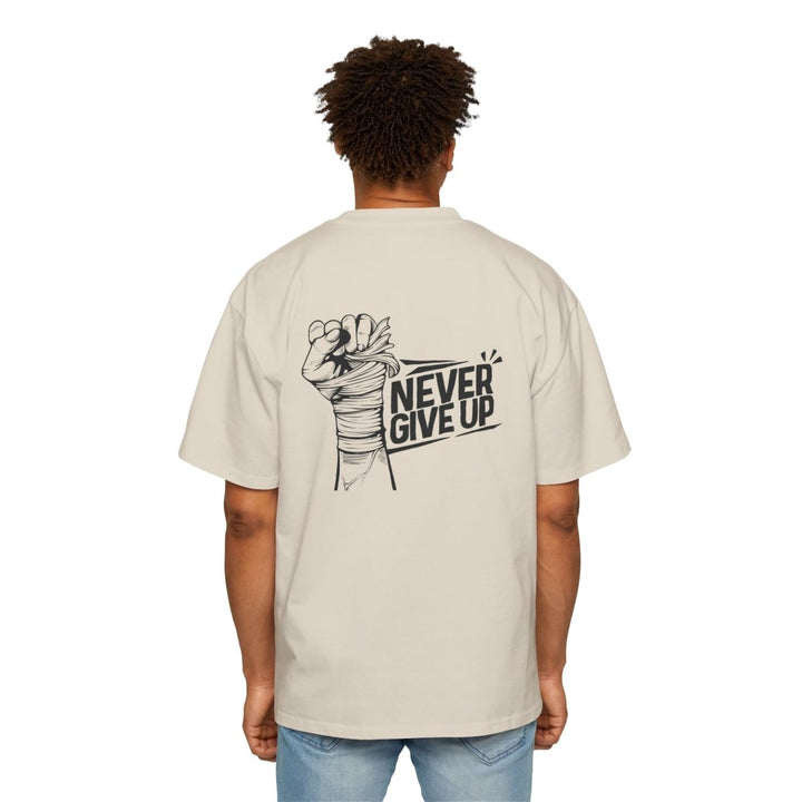 Motivational Oversized Tee - 'Never Give Up' Statement Shirt for Men - Orchid - S - Motivational Oversized Tee - 'Never Give Up' Statement Shirt for Men - Tatoo Tee