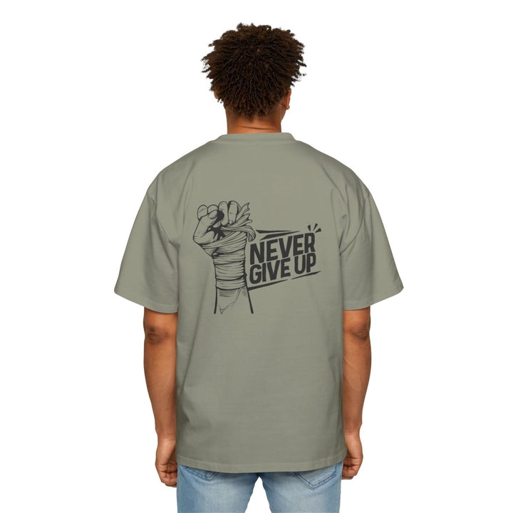 Motivational Oversized Tee - 'Never Give Up' Statement Shirt for Men - Orchid - S - Motivational Oversized Tee - 'Never Give Up' Statement Shirt for Men - Tatoo Tee