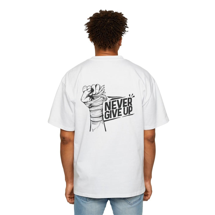 Motivational Oversized Tee - 'Never Give Up' Statement Shirt for Men - Orchid - S - Motivational Oversized Tee - 'Never Give Up' Statement Shirt for Men - Tatoo Tee