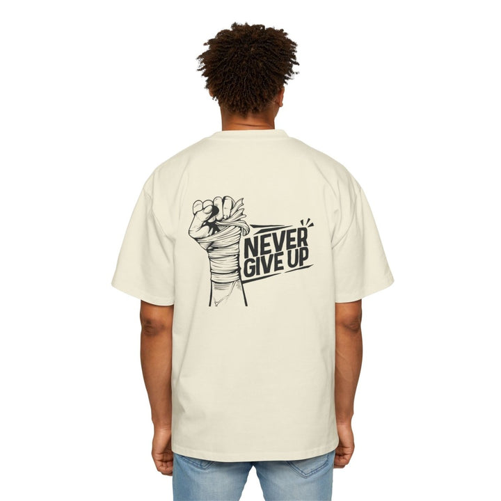 Motivational Oversized Tee - 'Never Give Up' Statement Shirt for Men - Orchid - S - Motivational Oversized Tee - 'Never Give Up' Statement Shirt for Men - Tatoo Tee