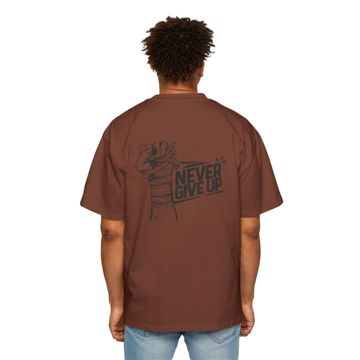 Motivational Oversized Tee - 'Never Give Up' Statement Shirt for Men - Orchid - S - Motivational Oversized Tee - 'Never Give Up' Statement Shirt for Men - Tatoo Tee