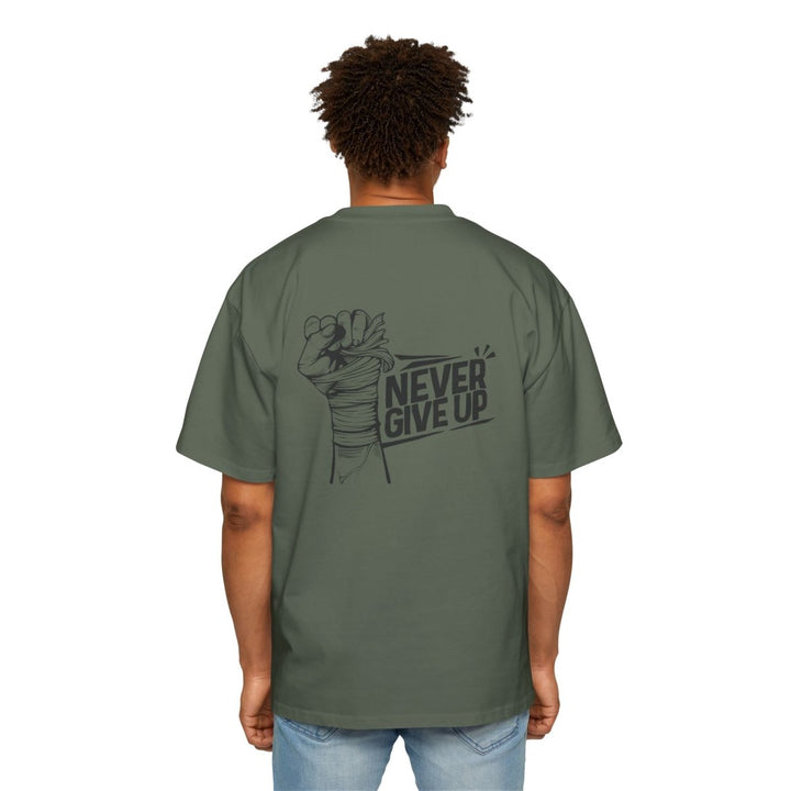 Motivational Oversized Tee - 'Never Give Up' Statement Shirt for Men - Orchid - S - Motivational Oversized Tee - 'Never Give Up' Statement Shirt for Men - Tatoo Tee