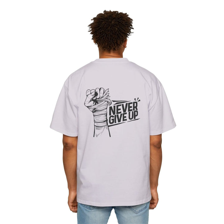 Motivational Oversized Tee - 'Never Give Up' Statement Shirt for Men - Orchid - S - Motivational Oversized Tee - 'Never Give Up' Statement Shirt for Men - Tatoo Tee