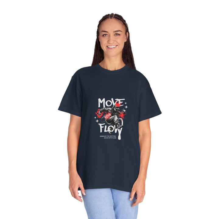 Move & Flow Unisex Garment - Dyed T-Shirt | Motivational Graphic Tee - Navy - S - Move & Flow Unisex Garment - Dyed T-Shirt | Motivational Graphic Tee - Tatoo Tee