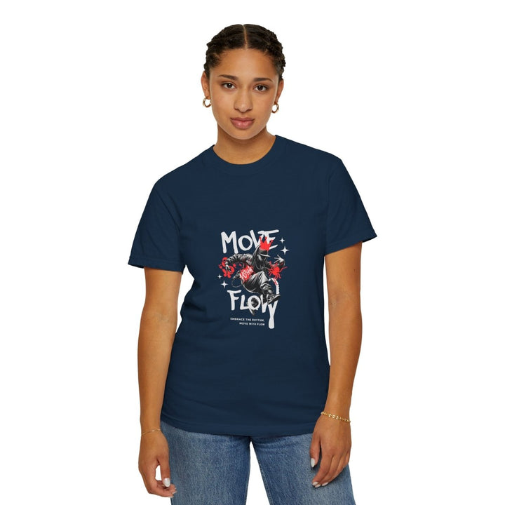 Move & Flow Unisex Garment - Dyed T-Shirt | Motivational Graphic Tee - Navy - S - Move & Flow Unisex Garment - Dyed T-Shirt | Motivational Graphic Tee - Tatoo Tee