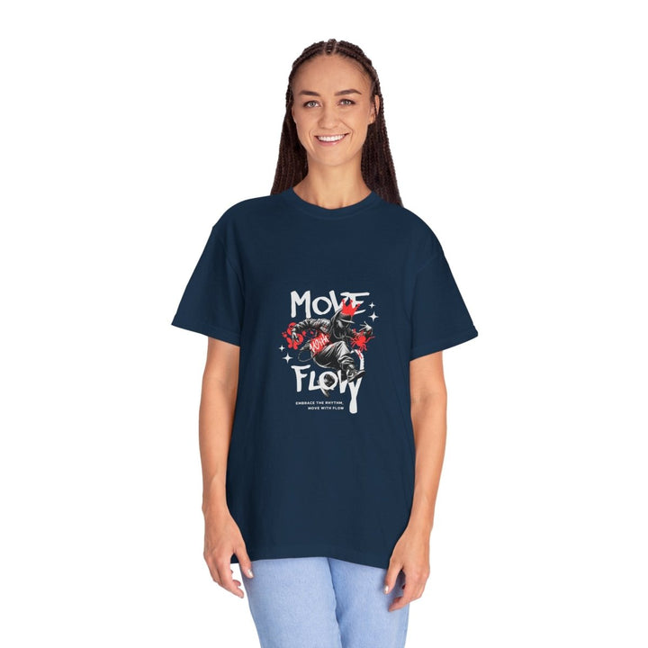 Move & Flow Unisex Garment - Dyed T-Shirt | Motivational Graphic Tee - Navy - S - Move & Flow Unisex Garment - Dyed T-Shirt | Motivational Graphic Tee - Tatoo Tee