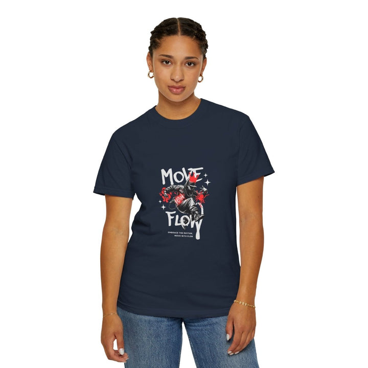 Move & Flow Unisex Garment - Dyed T-Shirt | Motivational Graphic Tee - Navy - S - Move & Flow Unisex Garment - Dyed T-Shirt | Motivational Graphic Tee - Tatoo Tee