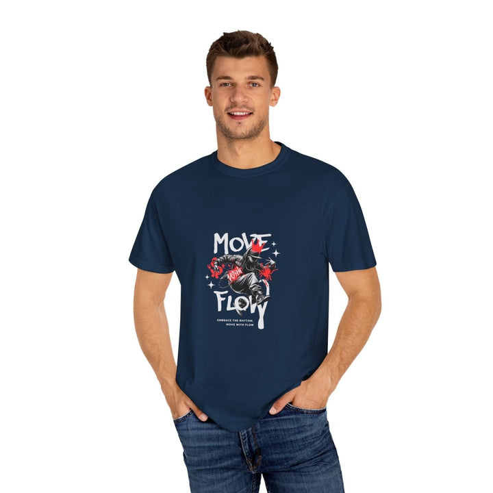 Move & Flow Unisex Garment - Dyed T-Shirt | Motivational Graphic Tee - True Navy - S - Move & Flow Unisex Garment - Dyed T-Shirt | Motivational Graphic Tee - Tatoo Tee