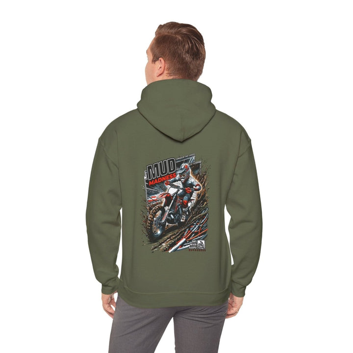 Mud Madness Unisex Hoodie - Perfect for Off - Road Enthusiasts - Military Green - S - Mud Madness Unisex Hoodie - Perfect for Off - Road Enthusiasts - Tatoo Tee