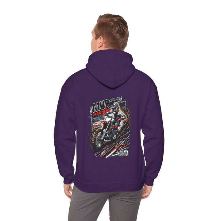 Mud Madness Unisex Hoodie - Perfect for Off - Road Enthusiasts - Purple - S - Mud Madness Unisex Hoodie - Perfect for Off - Road Enthusiasts - Tatoo Tee