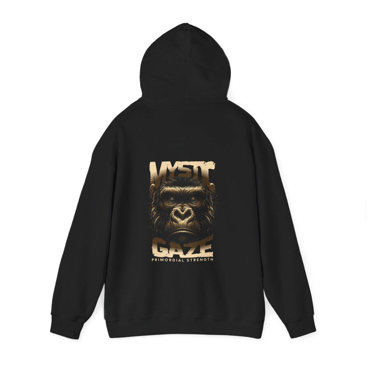 Mystic Gaze Gorilla Hoodie - Unisex Heavy Blend™ Sweatshirt for Strength and Inspiration - Black - S - Mystic Gaze Gorilla Hoodie - Unisex Heavy Blend™ Sweatshirt for Strength and Inspiration - Tatoo Tee