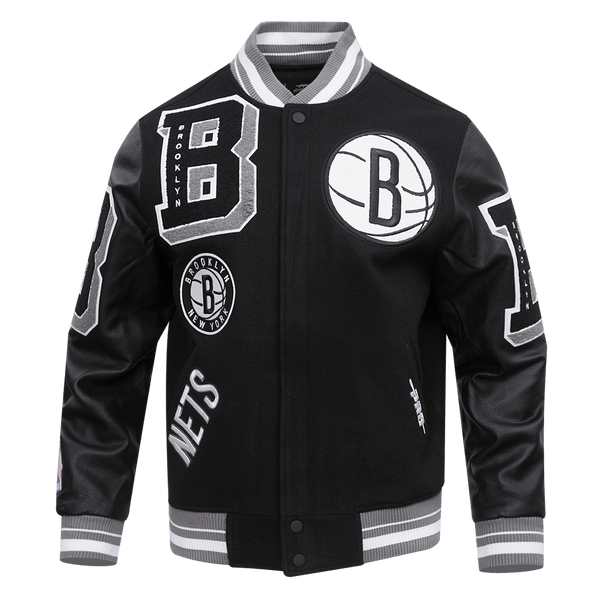 NBA BROOKLYN NETS MASHUP RIB WOOL VARSITY JACKET
