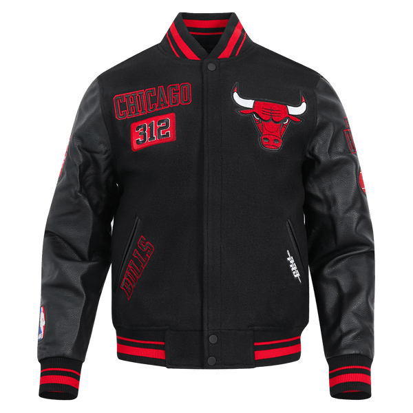 NBA CHICAGO BULLS AREA CODE RIB WOOL VARSITY JACKET