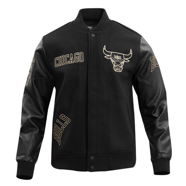 NBA CHICAGO BULLS BLACK & GOLD WOOL VARSITY JACKET