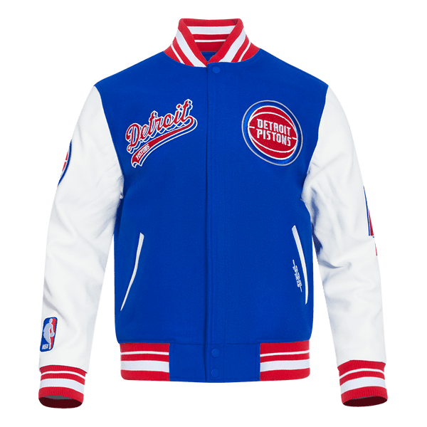 NBA DETROIT PISTONS SCRIPT TAIL MEN'S RIB WOOL VARSITY (ROYAL BLUE/RED)