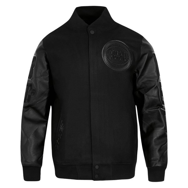 NBA DETROIT PISTONS TRIPLE BLACK WOOL VARSITY JACKET