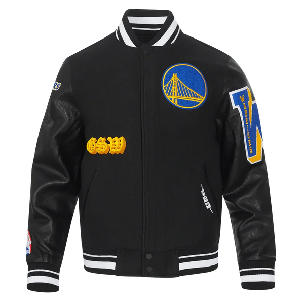 NBA GOLDEN STATE WARRIORS OLD ENGLISH RIB WOOL VARSITY JACKET