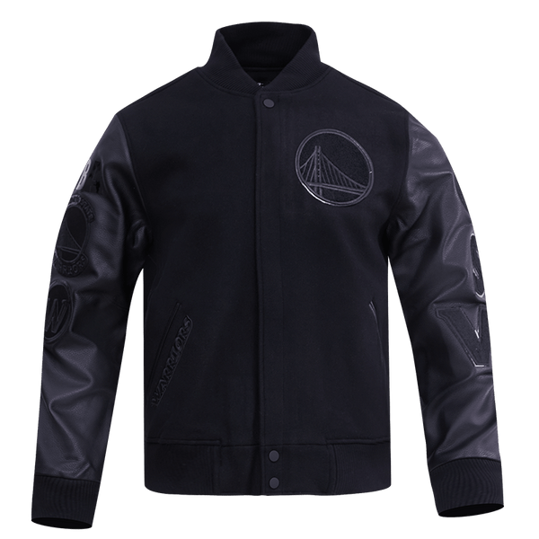 NBA GOLDEN STATE WARRIORS TRIPLE BLACK VARSITY JACKET