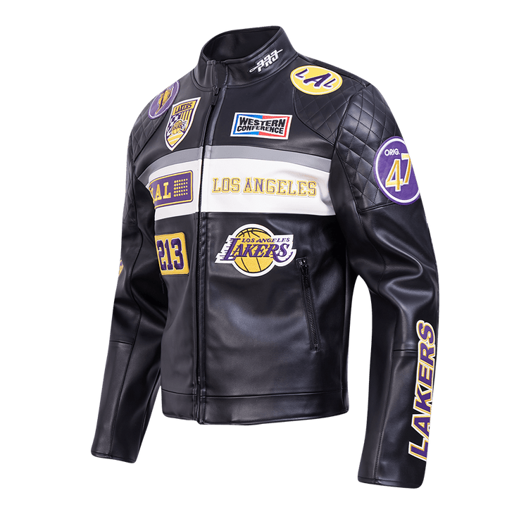 NBA Los Angeles Lakers Men’s Moto Jacket - S - BLACK/WHITE - NBA Los Angeles Lakers Men’s Moto Jacket - Tatoo Tee