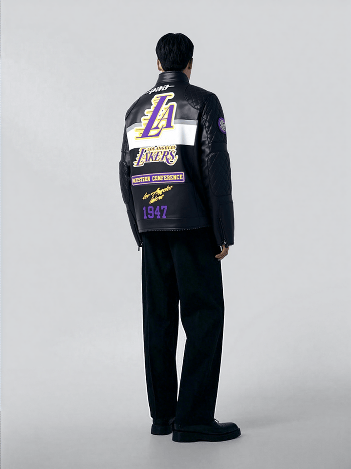 NBA Los Angeles Lakers Men’s Moto Jacket - S - BLACK/WHITE - NBA Los Angeles Lakers Men’s Moto Jacket - Tatoo Tee