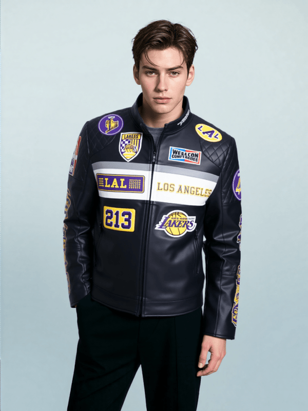 NBA Los Angeles Lakers Men’s Moto Jacket - S - BLACK/WHITE - NBA Los Angeles Lakers Men’s Moto Jacket - Tatoo Tee