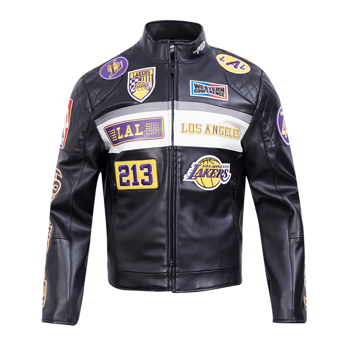 NBA Los Angeles Lakers Men’s Moto Jacket - S - BLACK/WHITE - NBA Los Angeles Lakers Men’s Moto Jacket - Tatoo Tee