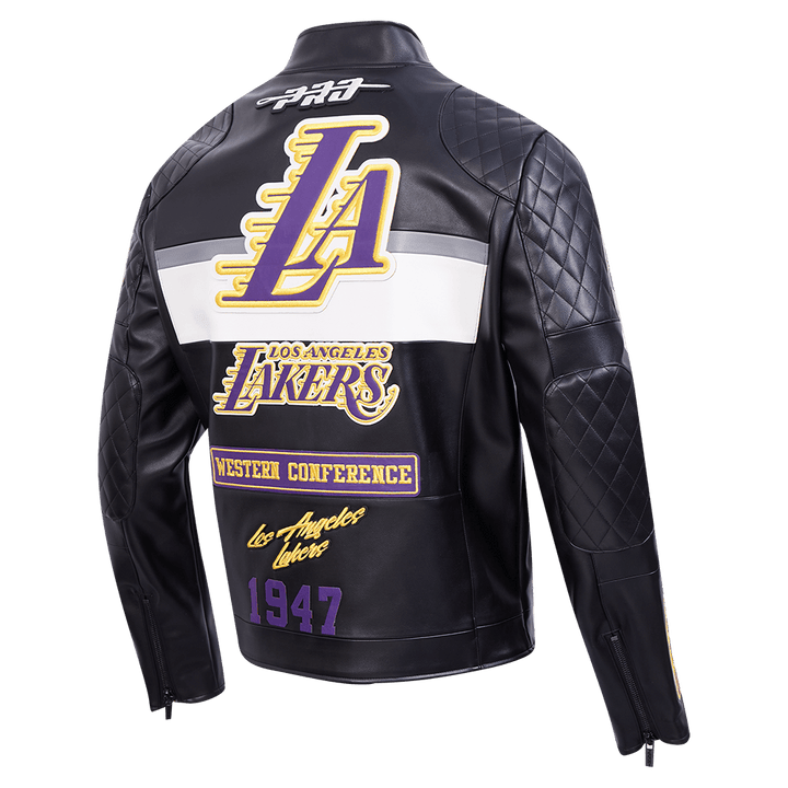 NBA Los Angeles Lakers Men’s Moto Jacket - S - BLACK/WHITE - NBA Los Angeles Lakers Men’s Moto Jacket - Tatoo Tee