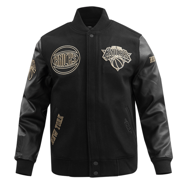 NBA NEW YORK KNICKS BLACK & GOLD WOOL VARSITY JACKET