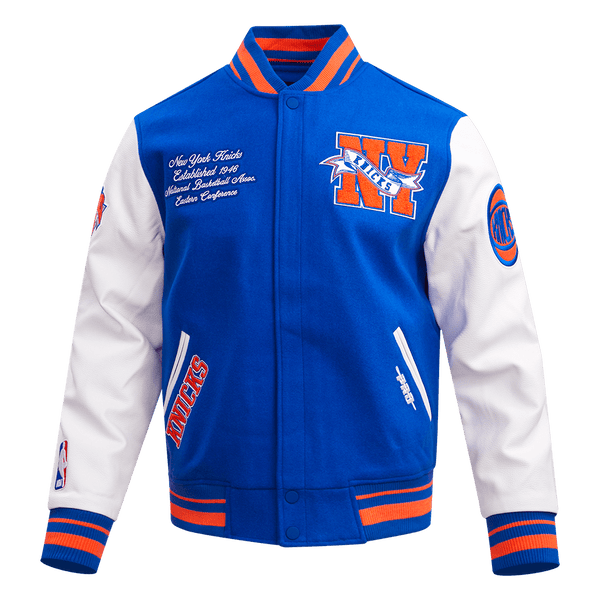 NBA NEW YORK KNICKS TEAM PENNANTS RIB WOOL VARSITY JACKET